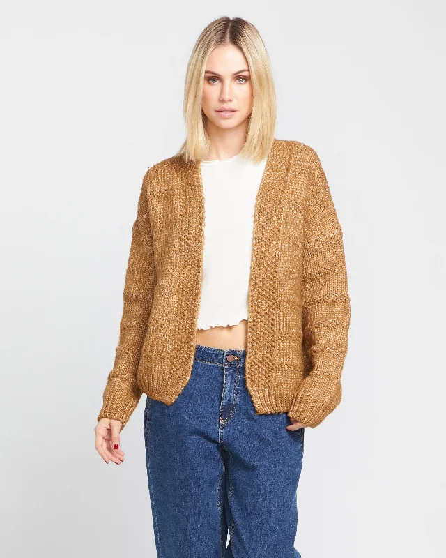 Herringbone - cardigan for a sophisticated appearance -Deserts Edge Cardigan - Vintage Brown