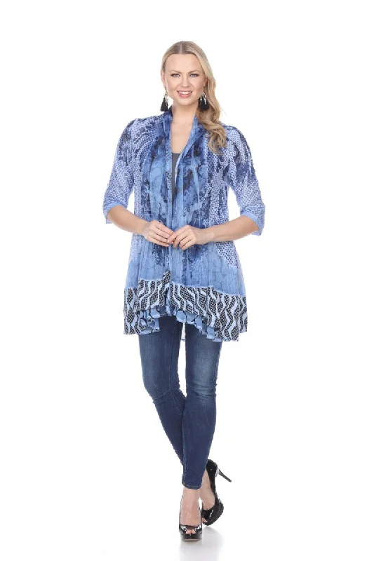 Blue - cardigan for a classic and calm look -Ethereal Blue Dreamscape Cardigan