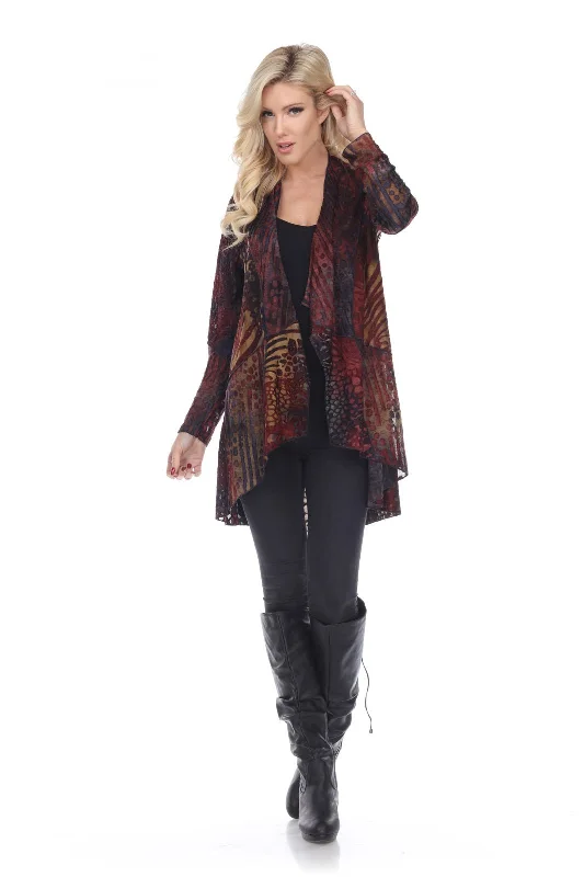 Black - cardigan for a versatile wardrobe staple -Whimsical Wilderness Open Front Cardigan