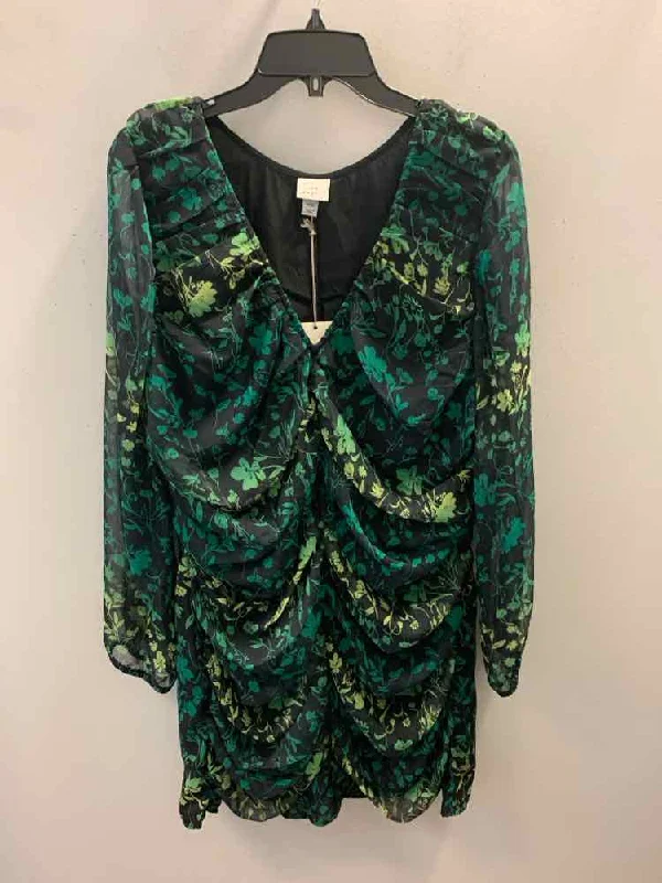 Embroidered Dresses for Detailed -NWT A NEW DAY Dresses and Skirts Size XXL BLK/GRN Floral LONG SLEEVES Dress