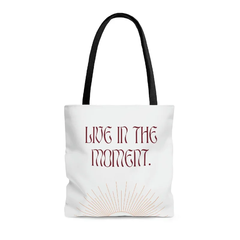 Handle bags with spacious pockets for travel -Live In The Moment Beach Shopper Tote Bag Medium