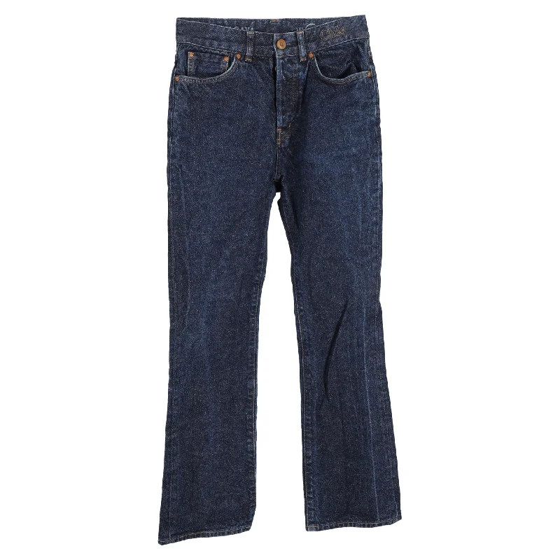 Stretch skinny tight trousers for women with full-length design and modern flair -Chloé High-Waisted Wide-Leg Jeans in Blue Cotton Denim