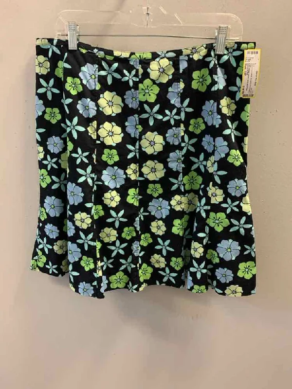 Casual Dresses for Everyday -SIGRID OLSEN Dresses and Skirts Size 14P BLK/AQUA/GRN/BLU Floral Skirt