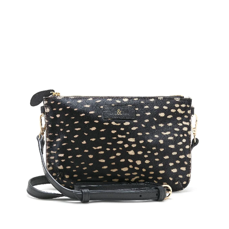 Handle bags with sleek hardware for sophistication -IZZY Cross Body Bag / Clutch - Black & White Dot