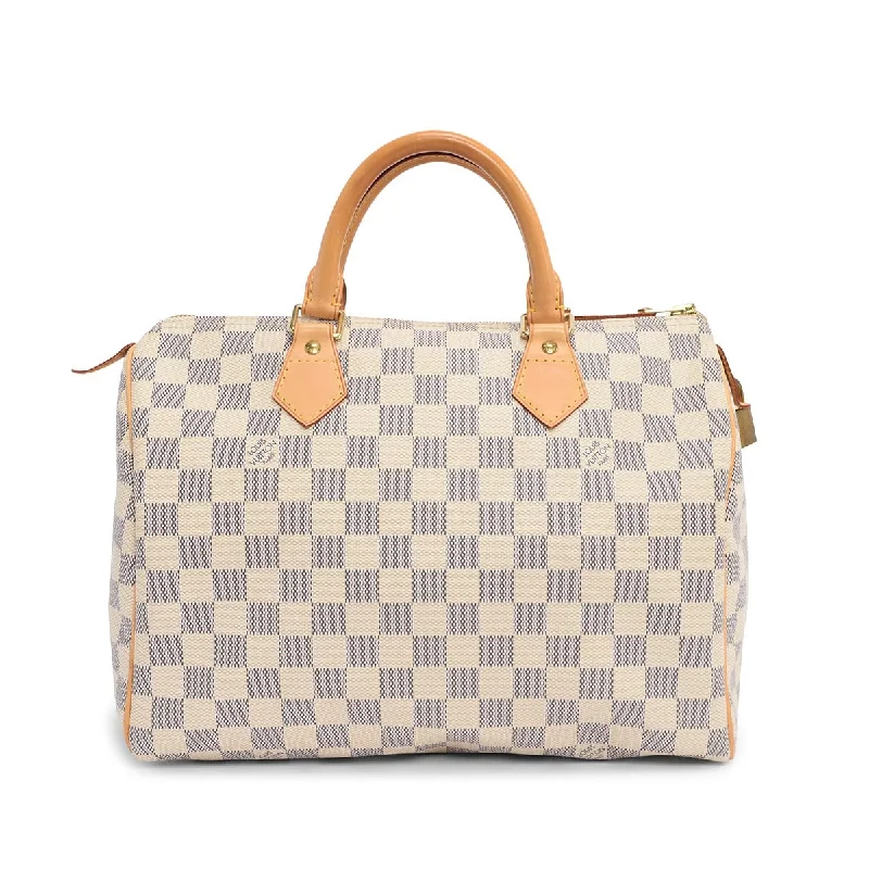 Handle bags with laptop sleeves for work -Louis Vuitton Damier Azur Speedy 30