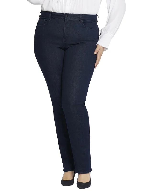 Stretch denim tight trousers for women with flexibility and stylish design -NYDJ Plus Marilyn Rinse Straight Jean