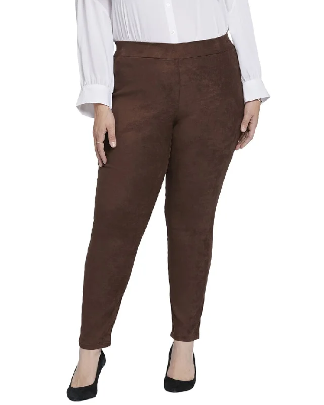 Leather tight trousers for women with edgy design and fashion-forward style -NYDJ Plus Suede Dark Chocolate Jean