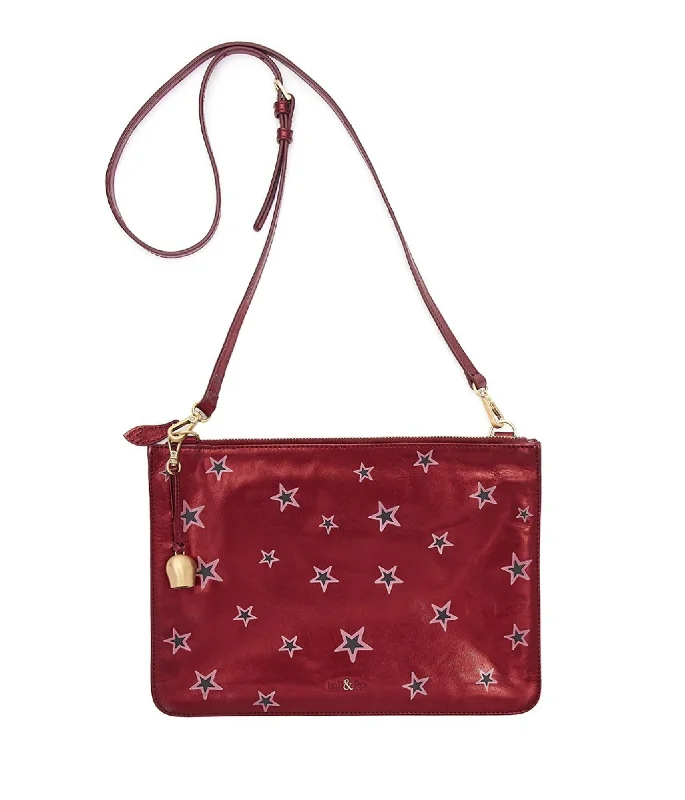 Handle bags with elegant gold-tone hardware -GIA Cross Body Bag / Oversize Clutch - Cherry Red Star Print