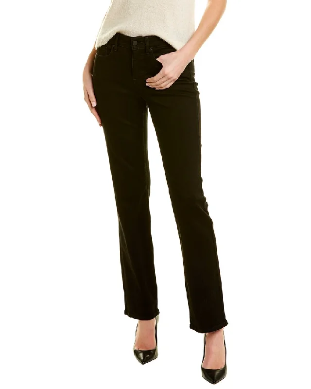 Stretch-fit tight trousers for women with all-over fit and body-hugging silhouette -NYDJ Straight Black Crop Jean