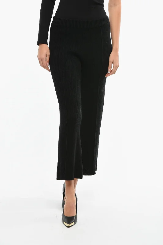 Tight trousers for women with belt loops and classic design for versatile look -Aeron Wool and Cashmere Ribbed NANCY Pants