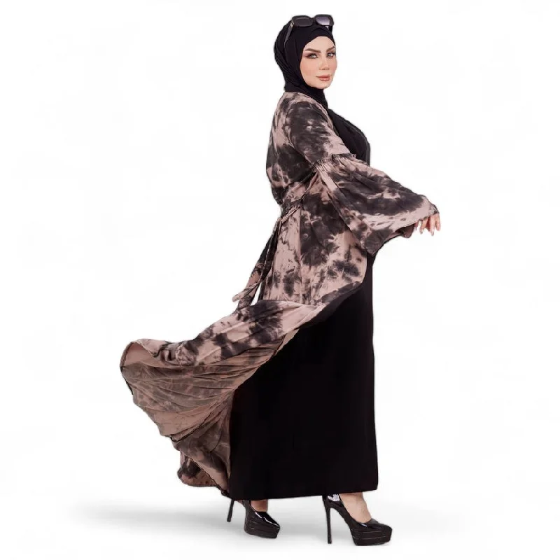 Women's cashmere cardigan for warmth -Elegant Abaya with Saudi Crepe Cardigan