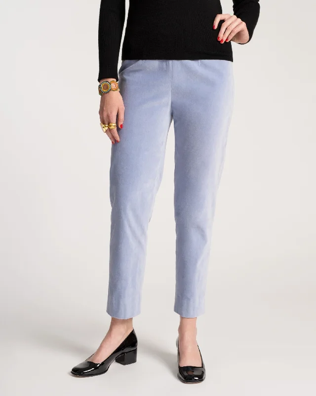 Stretchy tight trousers for women with soft fabric and flexible fit -Lucy Pant Stretch Velvet Light Blue