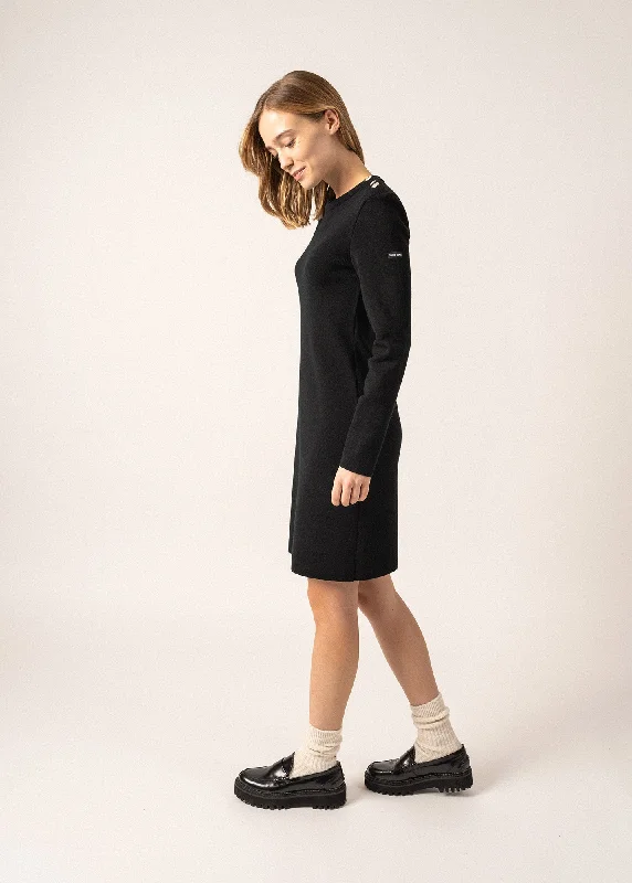 Wool Dresses for Warmth -Grande Marée jumper dress - plain, in wool (NOIR)