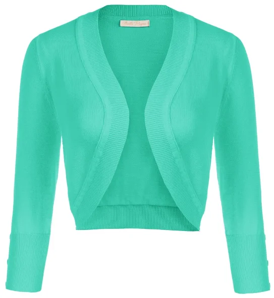 Embroidered cardigan with delicate details -Bolero  Cardigan Aqua