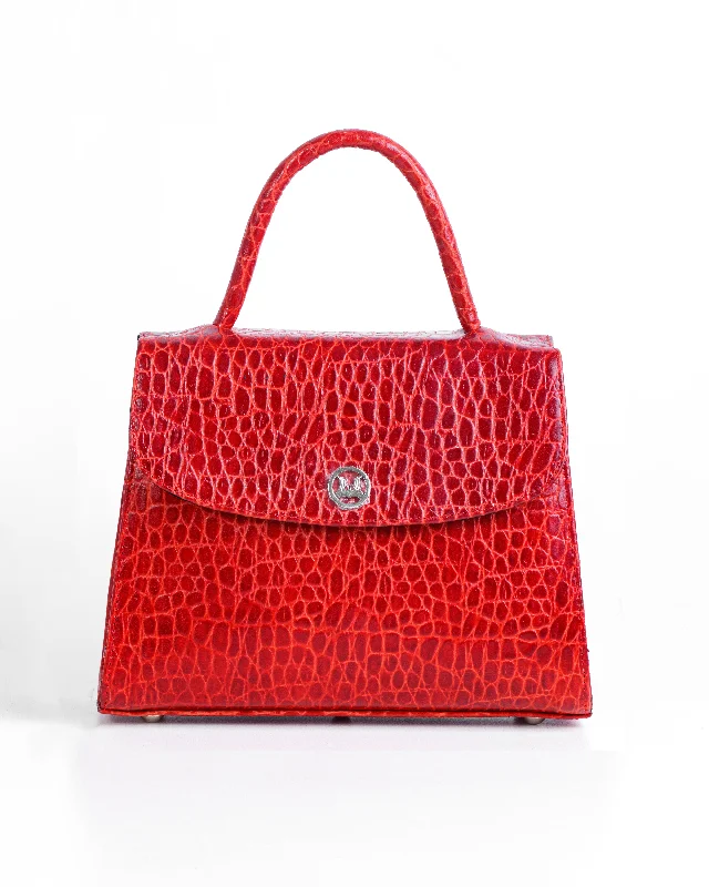 Handle bags with retro logos for charm -Paris Midi: Tiger Orange Crocodile Print