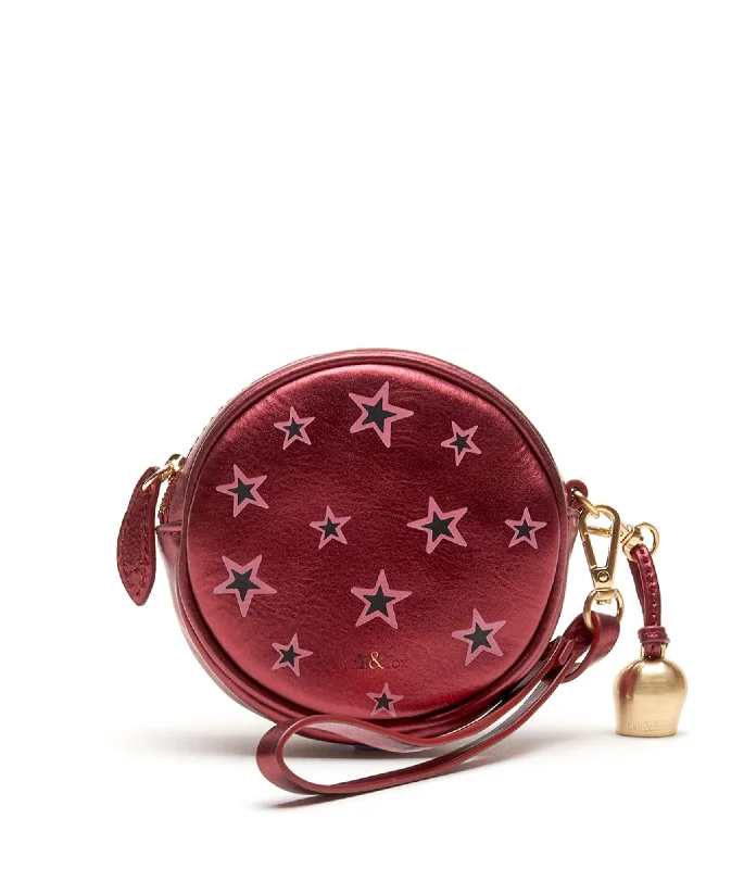 Handle bags with playful patterns for fun -MIMI Mini Wristlet Clutch - Cherry Star Print