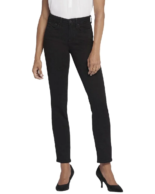 Tight trousers for men with zip fly and flat-front design for a polished look -NYDJ Sheri Black Slim Jean