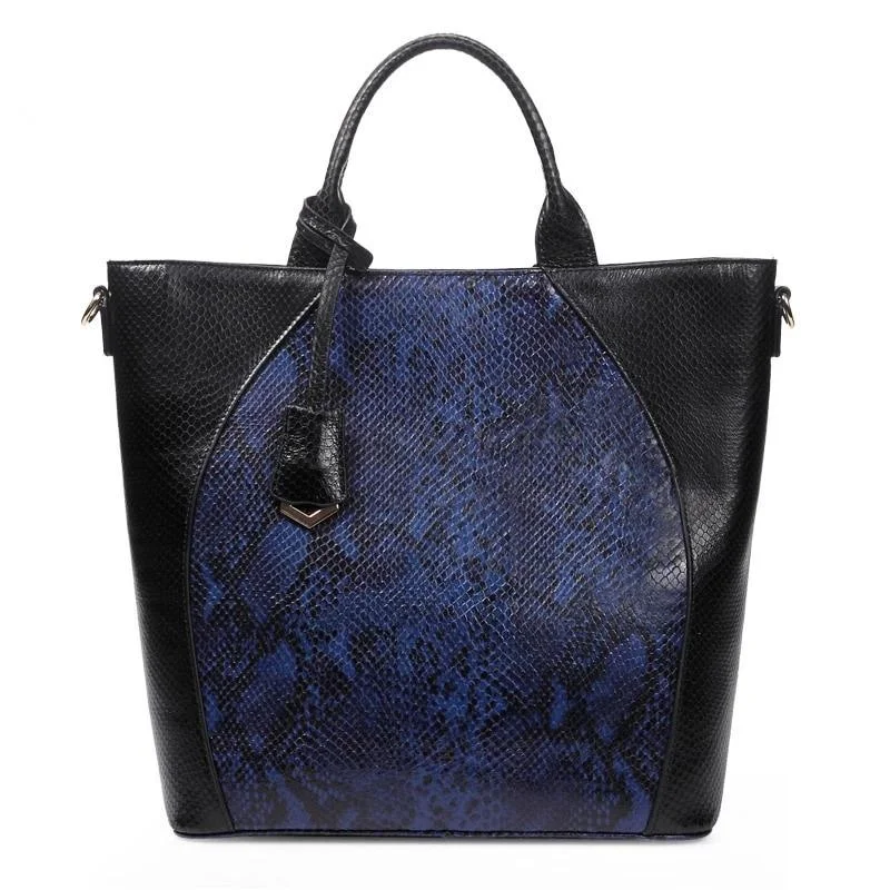 Designer handle bags with luxury logo detailing -Snake Skin Pattern Leather Shoulder Bag