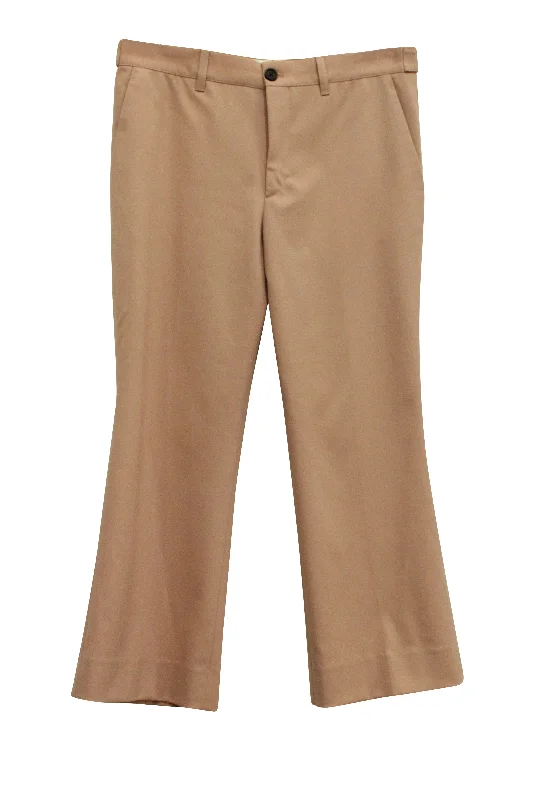 Tight trousers for women with vertical stripes and slimming effect for a sleek look -Miu Miu Flare Pants in Dusty Pink Wool