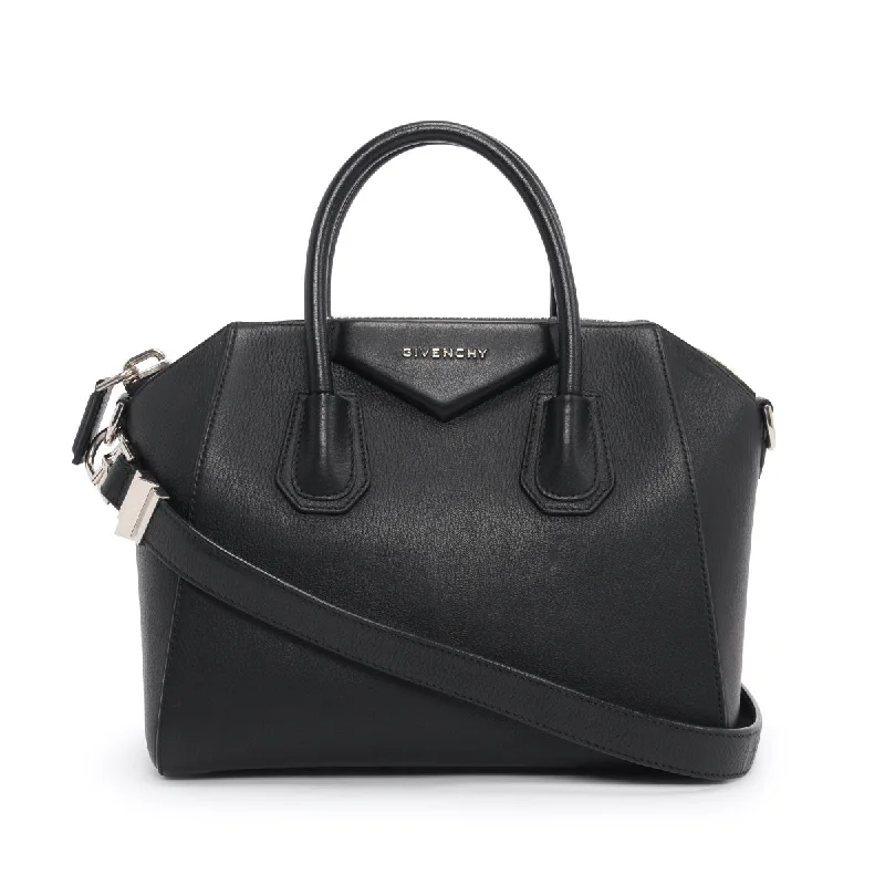 Handle bags with floral prints for spring -Givenchy Black Sugar Goatskin Small Antigona