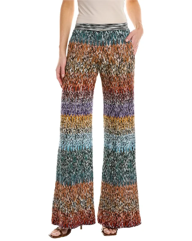 Leather tight trousers for women with edgy design and fashion-forward style -Missoni Wool-Blend Palazzo Pant