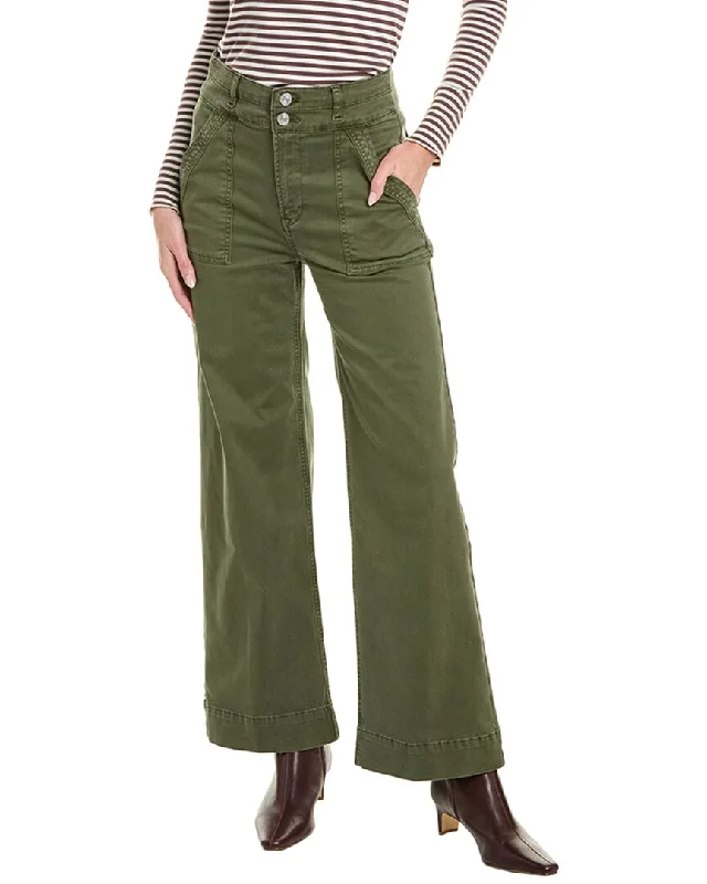 High-rise tight trousers for women with pleated front and classic look -FRAME Denim Slim Washed Surplus Palazzo Jean