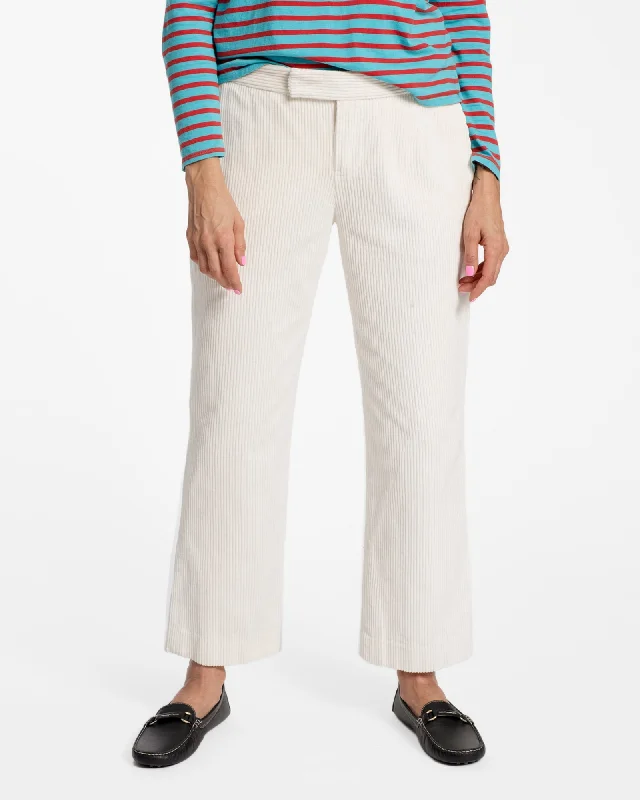 Stretch-fit tight trousers for women with all-over fit and body-hugging silhouette -Chloe Corduroy Pant Oyster