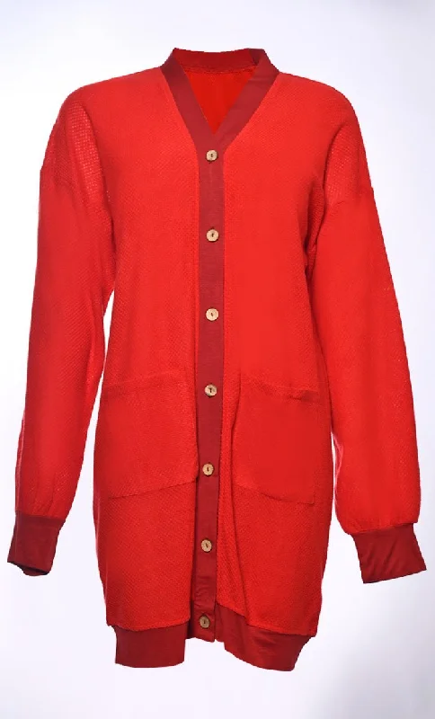 Red - cardigan for a bold statement -Tonal Tranquility: Cardigans with Subtle Color Pops