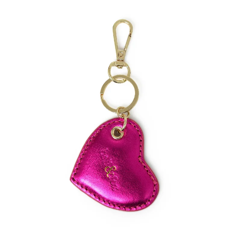 Vegan leather handle bags for eco-friendly chic -CUPID Heart Keyring - Fuschia Metallic