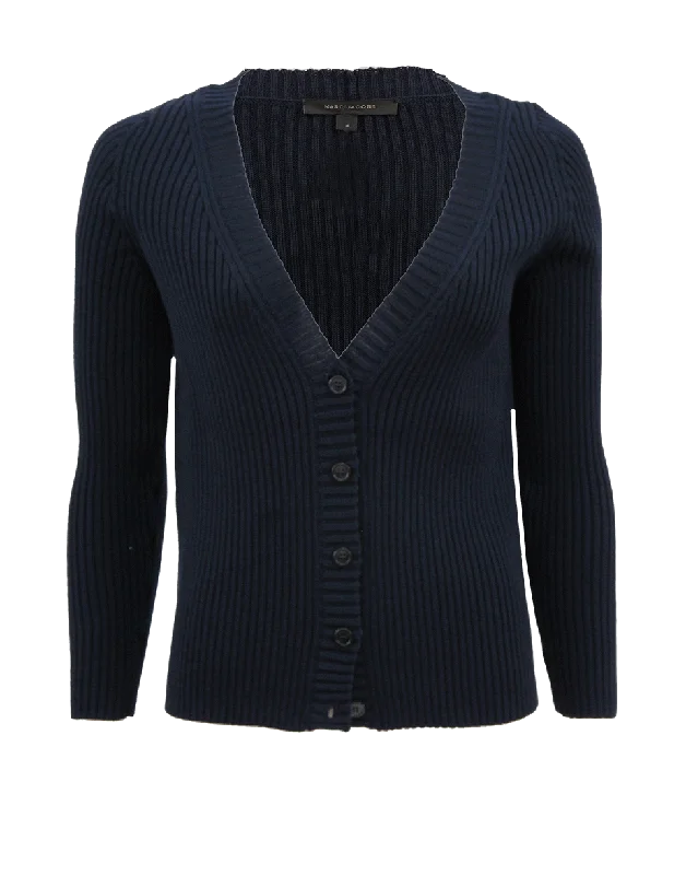 Black - cardigan for a versatile wardrobe staple -Navy V-Neck Cardigan