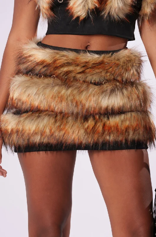 Cute pleated skirts for youthful school outfits -DRIVE ME WILD FUR MINI SKIRT