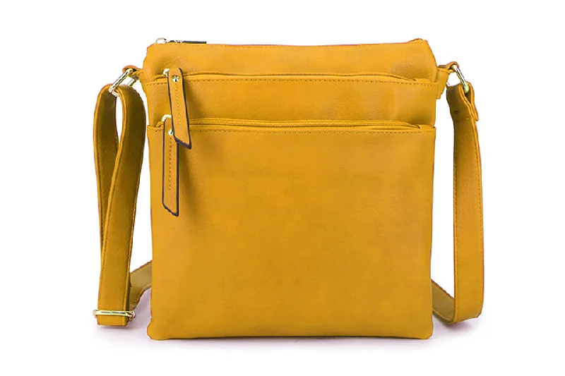 Handle bags with lightweight nylon for ease -PLAIN YELLOW MULTI COMPARTMENT CROSS BODY SHOULDER BAG