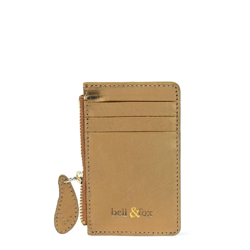 Handle bags with bold text for statements -LIA Leather Card Holder - Bronze