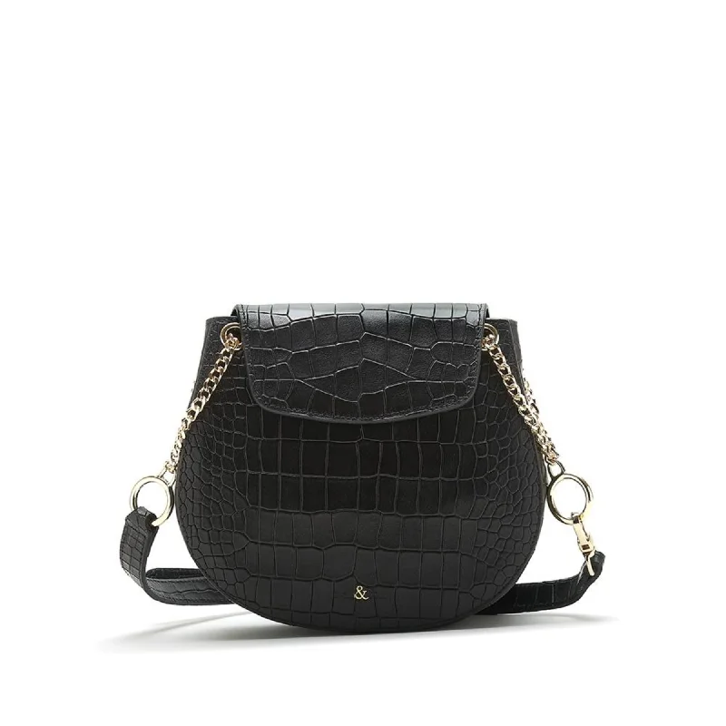 Handle bags with holiday themes for festivities -IRIS Cross Body Bag / Shoulder Bag - Black Croc