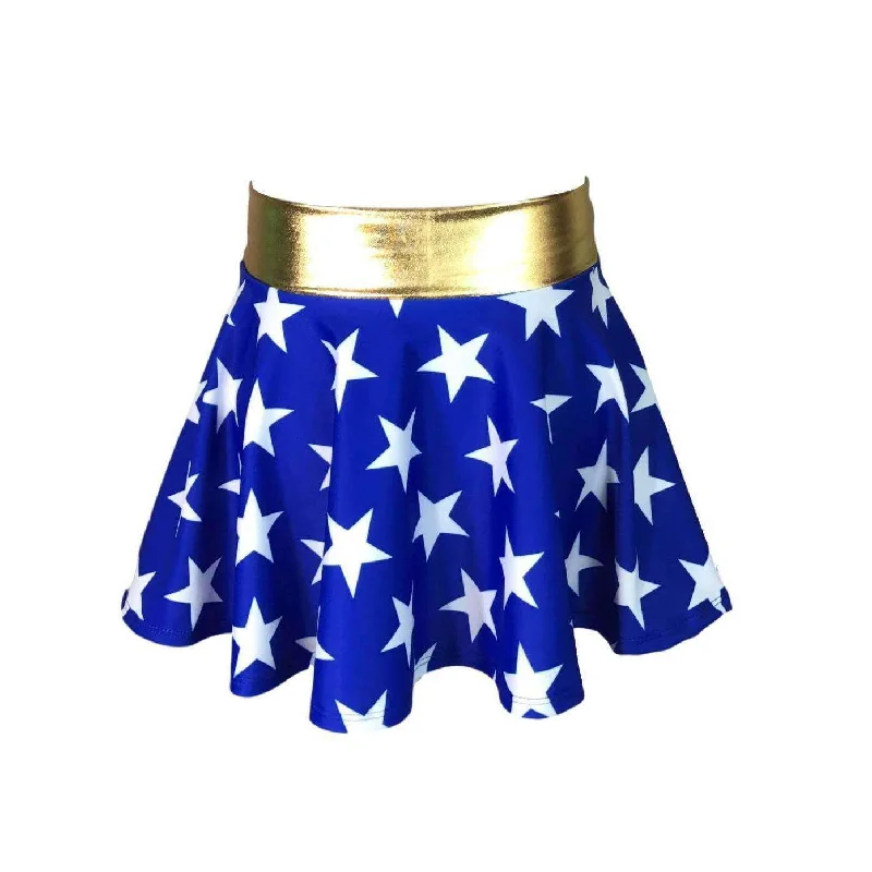 High-waisted mini skirts for retro vibes -Children's Wonder Woman Inspired Skater Skirt