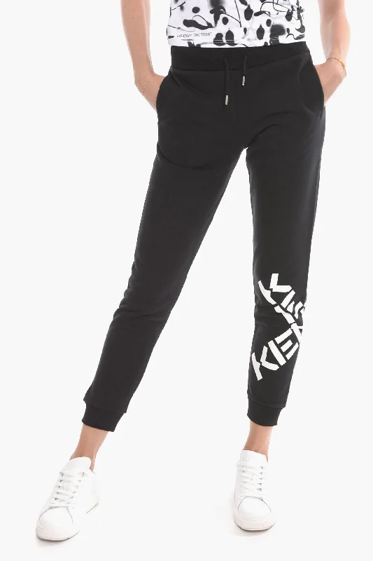 Classic tight trousers for men with slim fit and professional appearance -Kenzo Printed logo Joggers With drawstrings