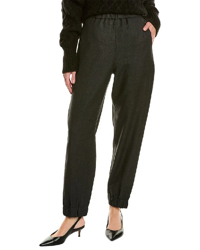 Stretch-fit tight trousers for women with all-over fit and body-hugging silhouette -GANNI Pull-On Wool-Blend Pant