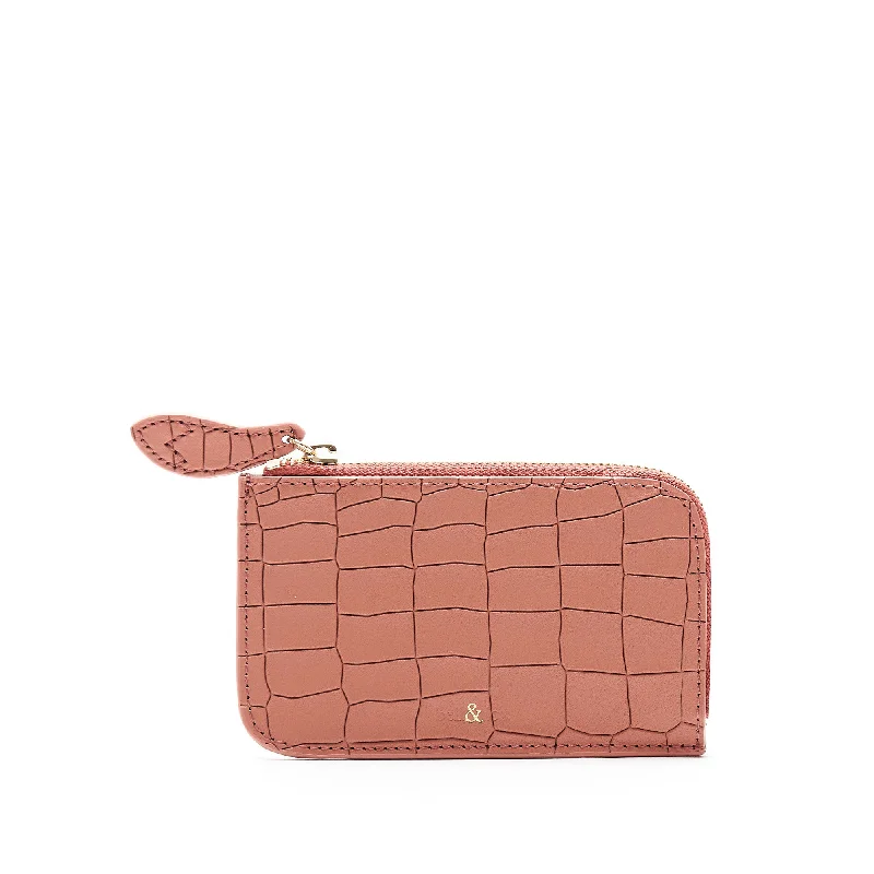 Handle bags with abstract art for uniqueness -FERN Leather Card Holder - Terracotta Croc