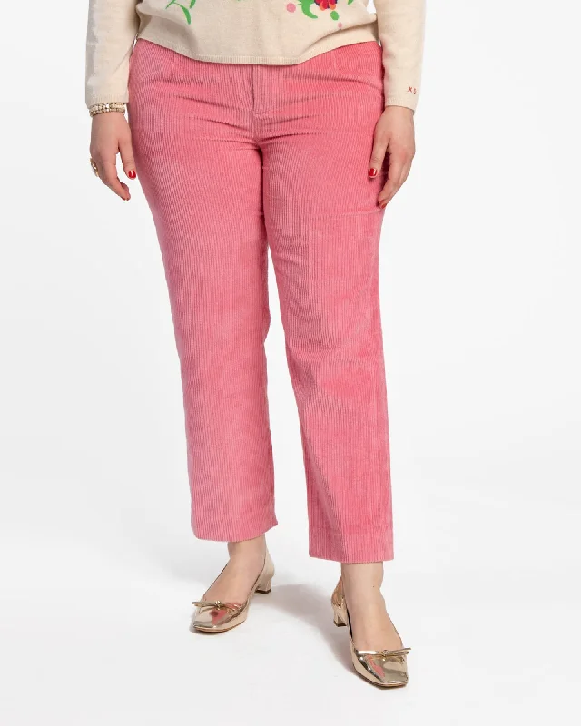 Tight fit trousers for women with ankle-length design and modern appeal -Chloe Corduroy Pant Pink