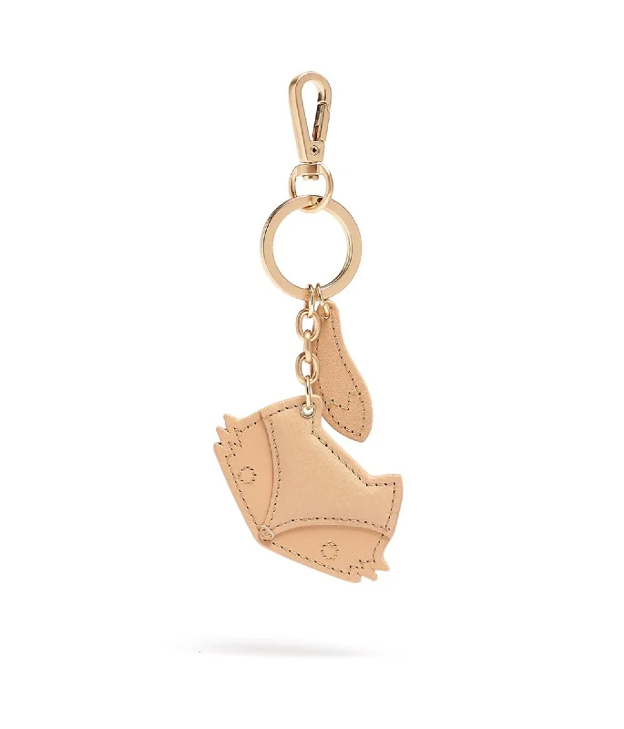 Handle bags with elegant gold-tone hardware -CUB Fox Keyring - Natural