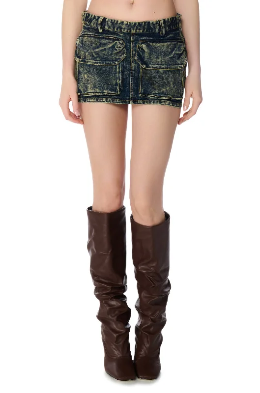 Bold leather skirts for daring fashion statements -LAYNE MINERAL WASH DENIM MINI SKIRT