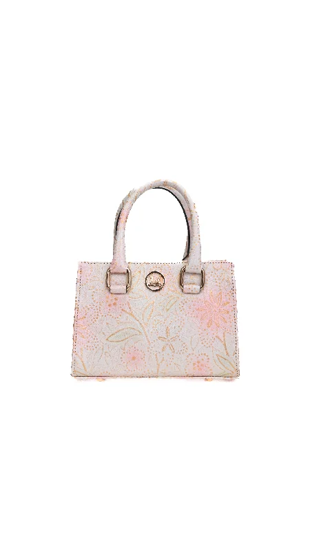 Handle bags with soft fabric for comfort -Lagos Mini: White and Pink Floral Print