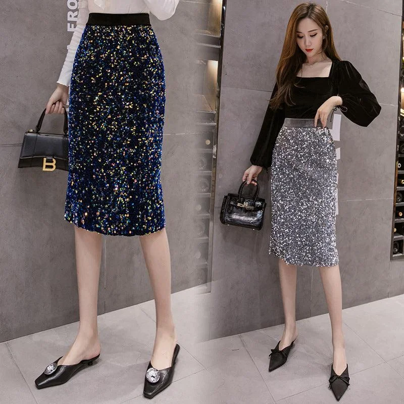 Classic black pencil skirts for office chic -Thin One-step Skirt Mid-length Skirt