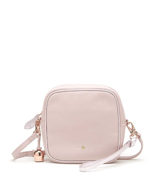 Handle bags with neutral tones for versatility -MARLO Mini Cross Body Bag / Wristlet Clutch - Rose with Metallic