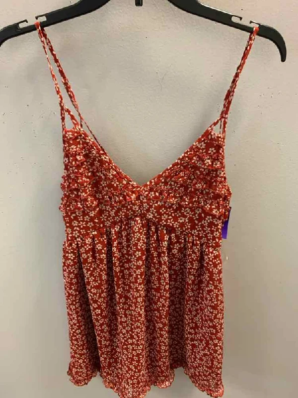 Sequined Dresses for Sparkle -TRIXXI Dresses and Skirts Size L BURNT ORANGE/WHT Floral SPAGHETTI STRAP Dress