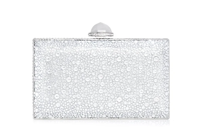 Handle bags with compact designs for portability -Skylar Crystal Caviar Silver