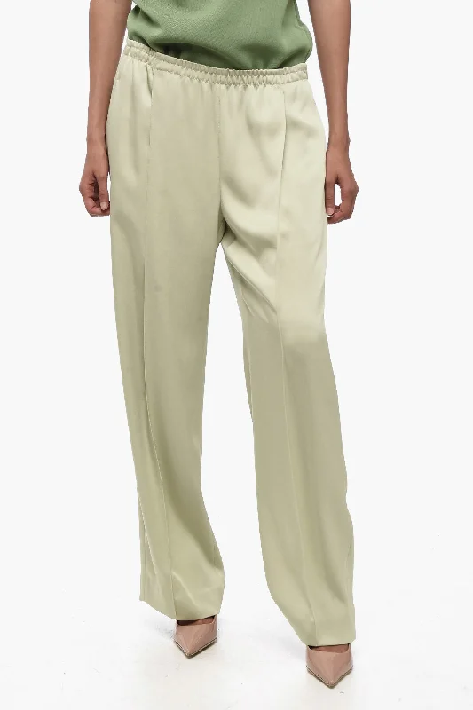 Stretch-fit tight trousers for women with all-over fit and body-hugging silhouette -Vince. Wide-leg Pleated Joggers