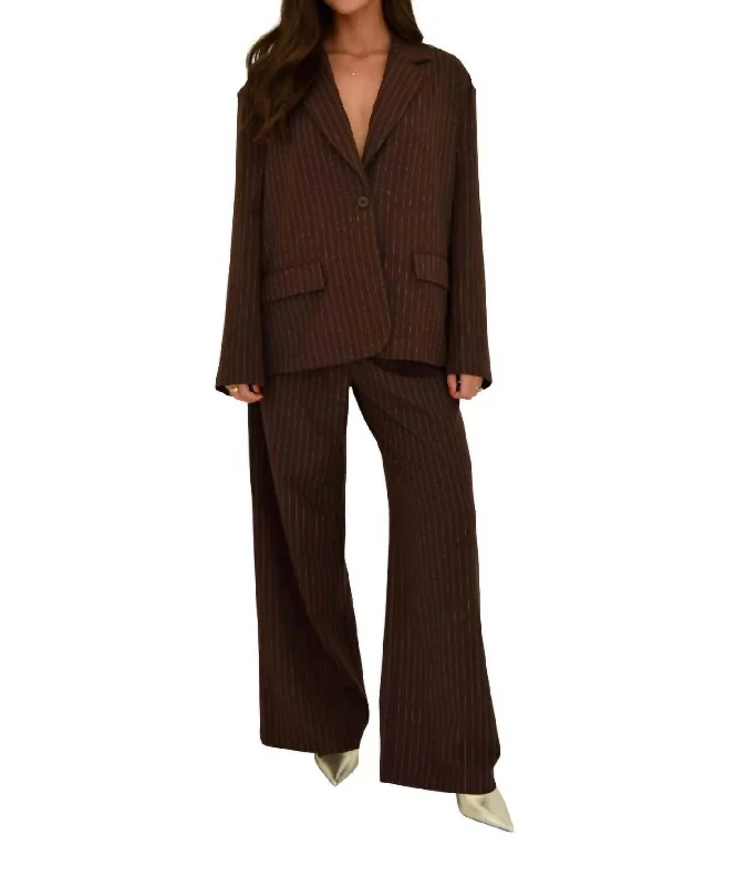 Tight trousers for women with decorative buttons and flattering silhouette for day wear -Pin Trouser In Brown