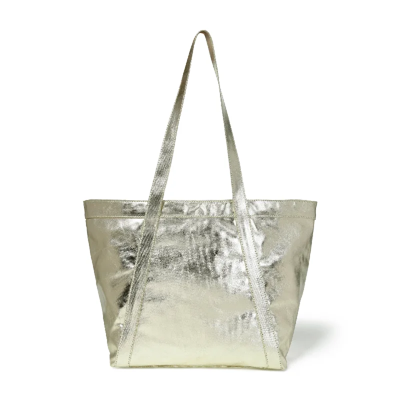 Handle bags with spacious interiors for storage -LEX Tote in Gold Foil Canvas