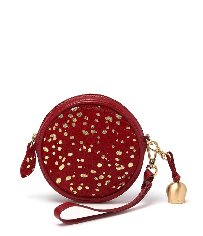 Handle bags with elegant gold-tone hardware -MIMI Mini Wristlet Clutch - Cherry 'Pony'